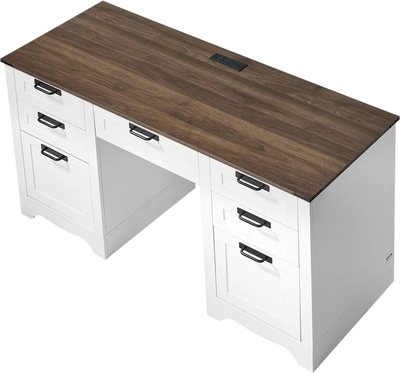 Vevor Executive Desk 60 x 22 in. Farmhouse Style with Charging Station 200 lb. Capacity New