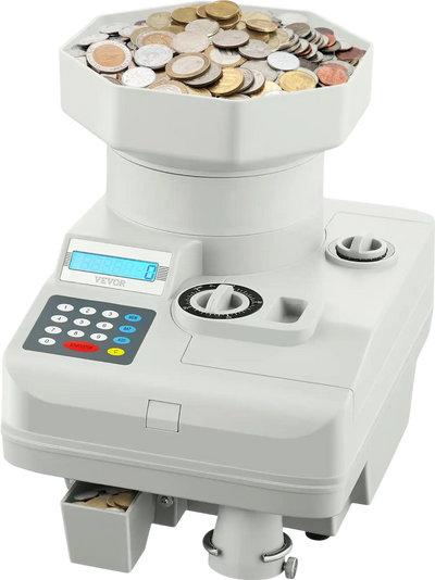 Vevor Coin Counter High Speed Anti-Jam Sorter and Wrapper for International Coins New