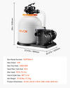 Vevor Pool Sand Filter Pump 16 in. for Above Ground 1 HP 4,400 GPH with Timer New