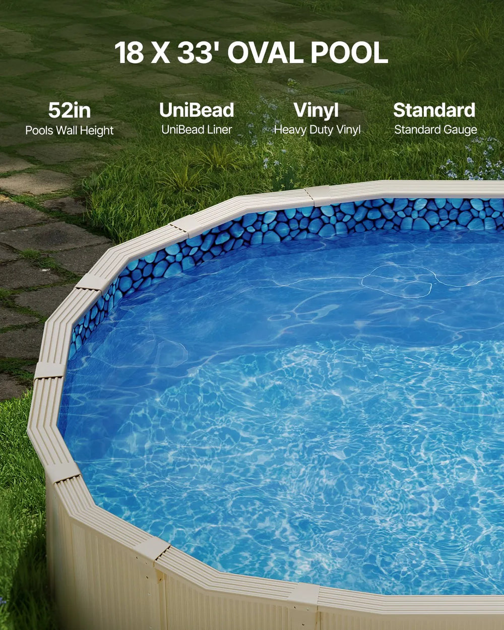 Vevor Oval Pool Liner 18' x 33' Overlap Style 52" Wall Height New
