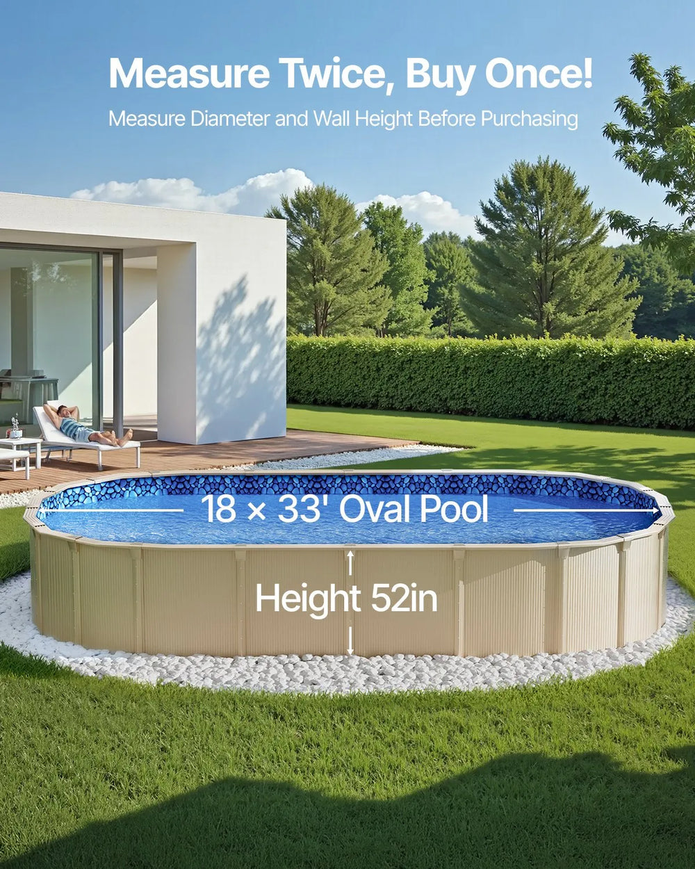 Vevor Oval Pool Liner 18' x 33' Overlap Style 52" Wall Height New