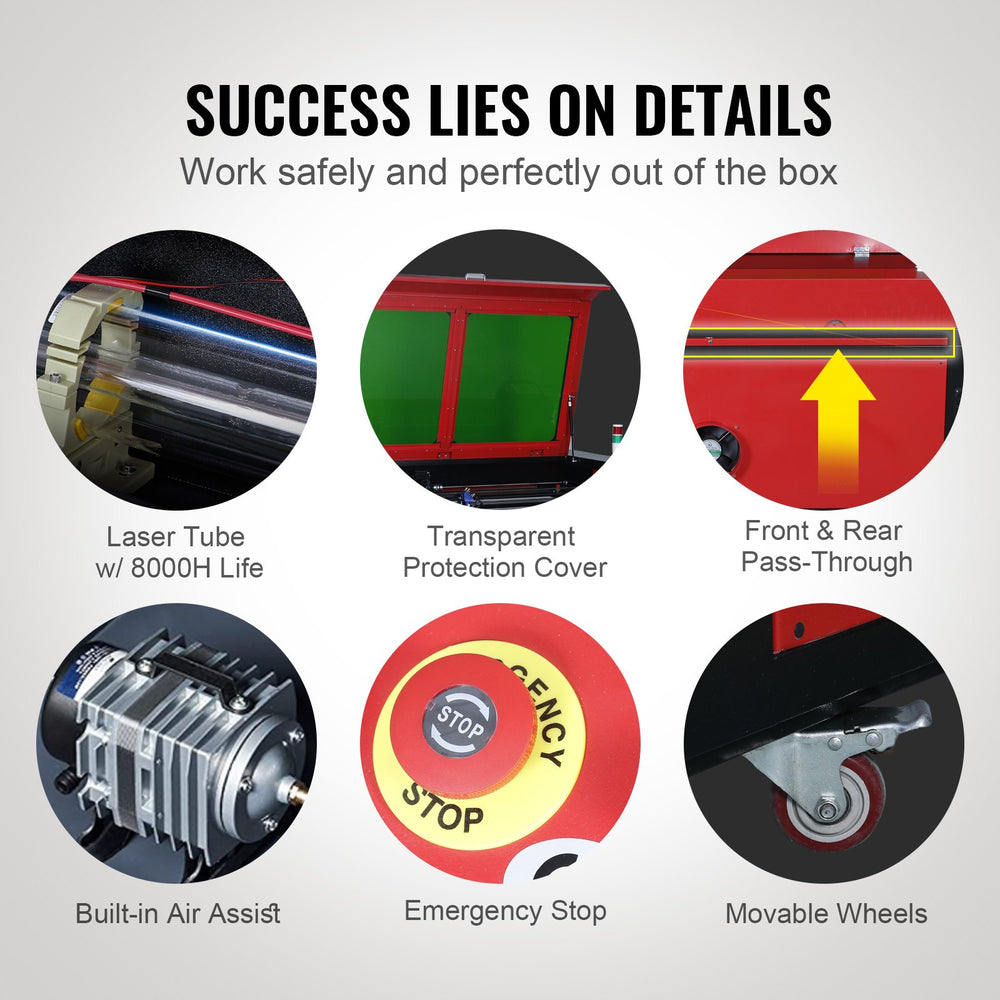 Vevor CO2 Laser Engraver 80W 20" x 28" 19.7 IPS Cutter Machine with 2-Way Pass Air Assist New