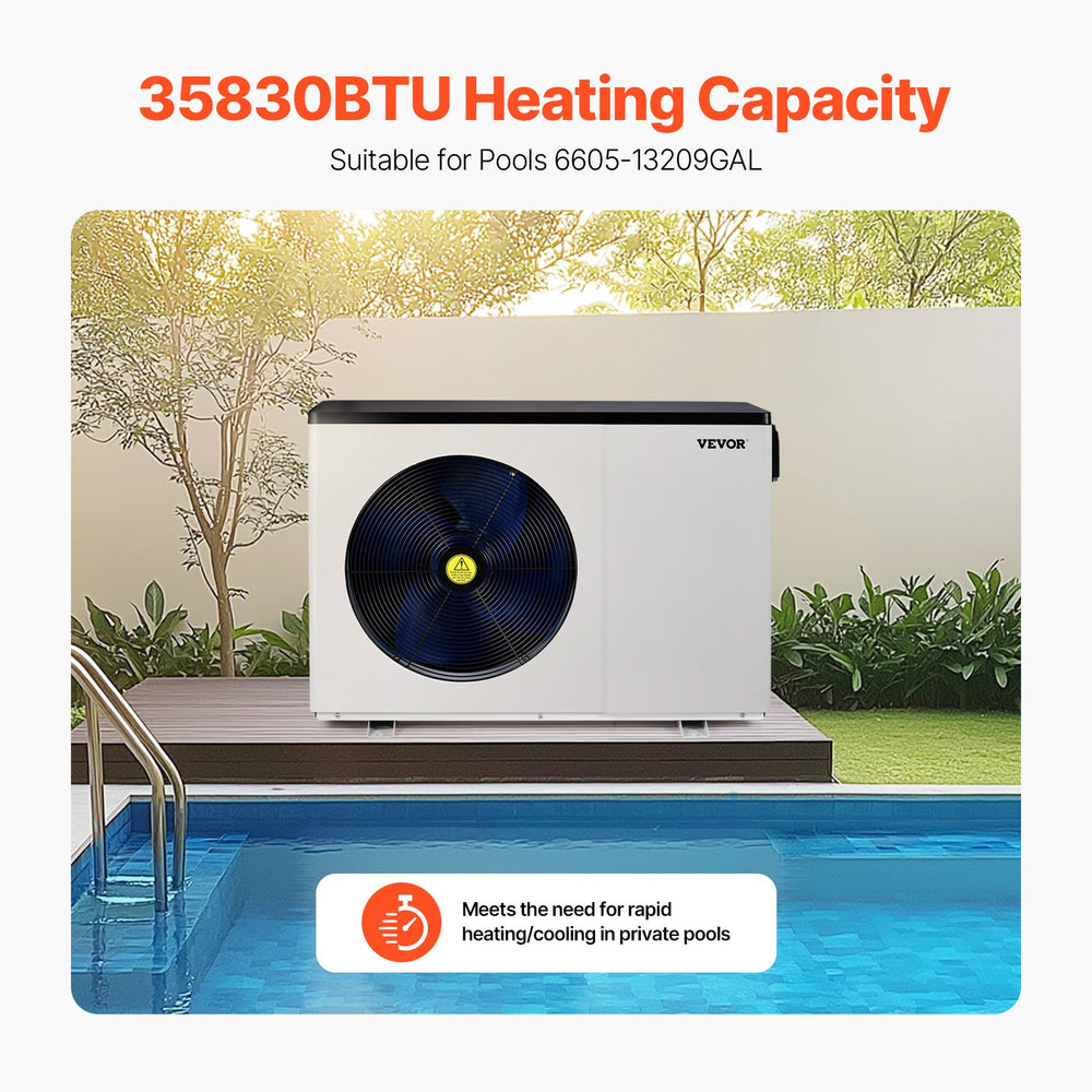 Vevor Electric Pool Heat Pump 35,830 BTU for Above/In-Ground Pools New