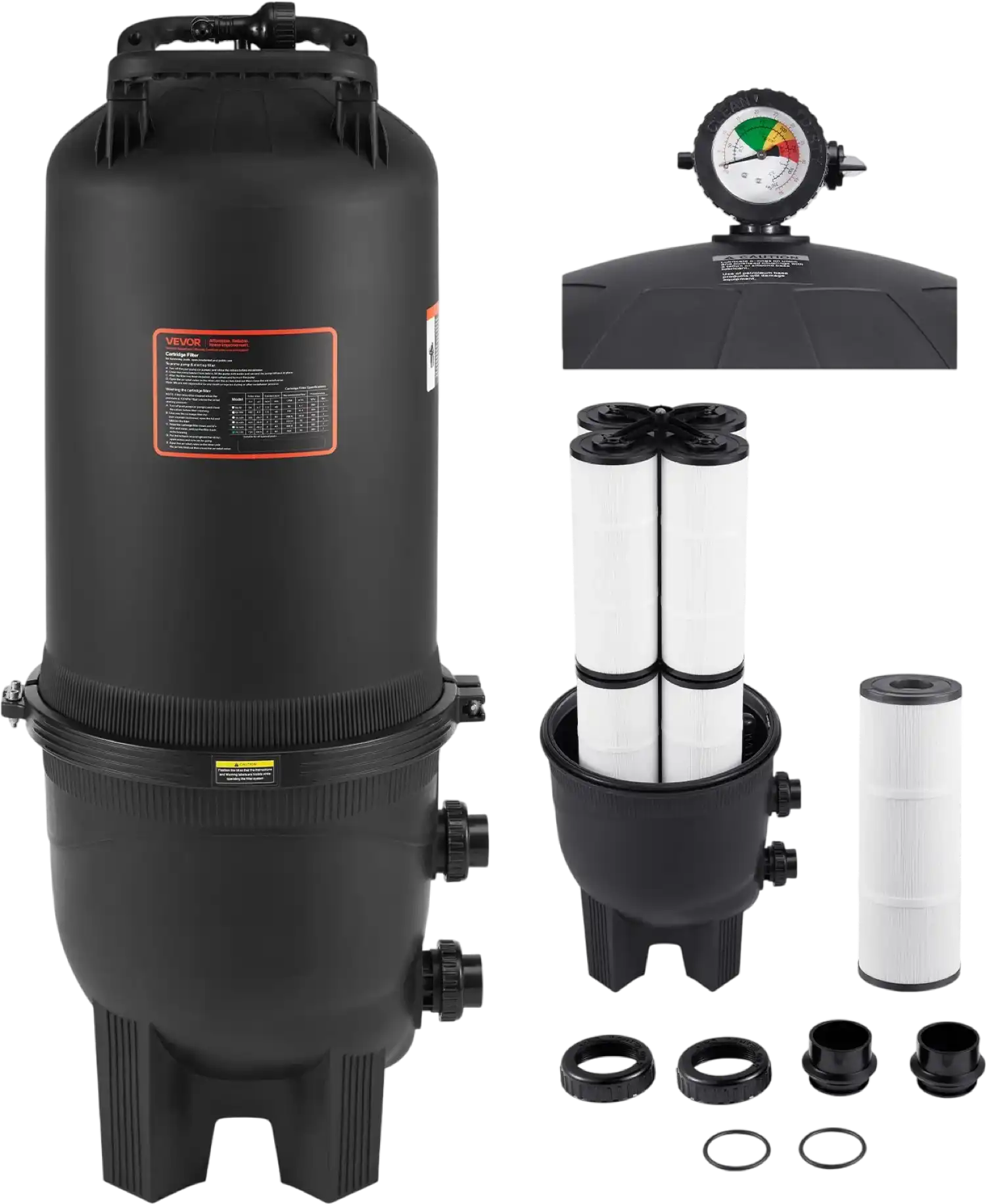 Vevor Pool Cartridge Filter High Flow 21,000 GPH Cleaning System 725 sq. ft New