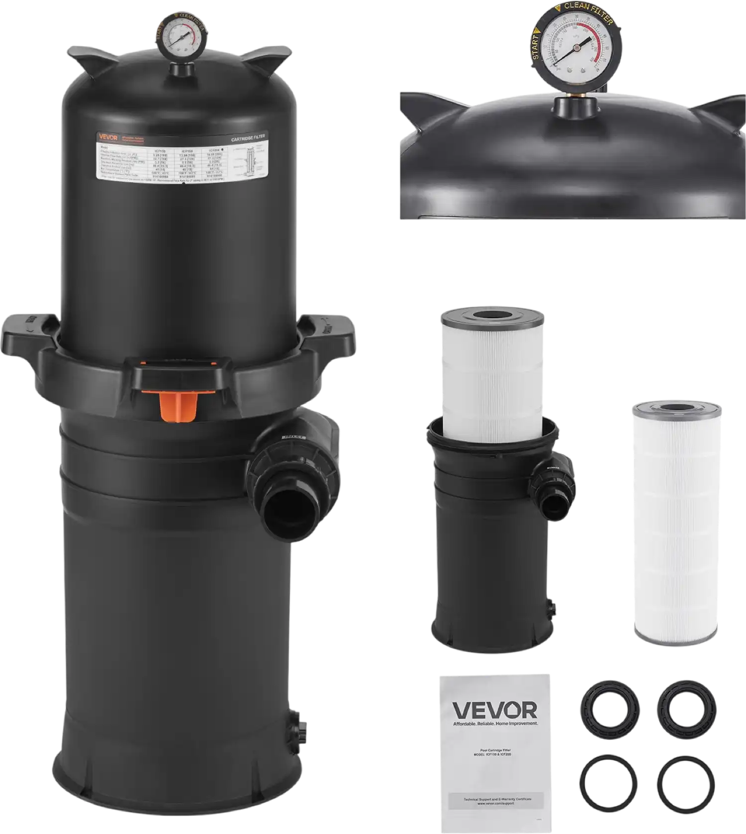 Vevor Cartridge Pool Filter with Valve 9,000 GPH Cleaning System 200 sq. ft New