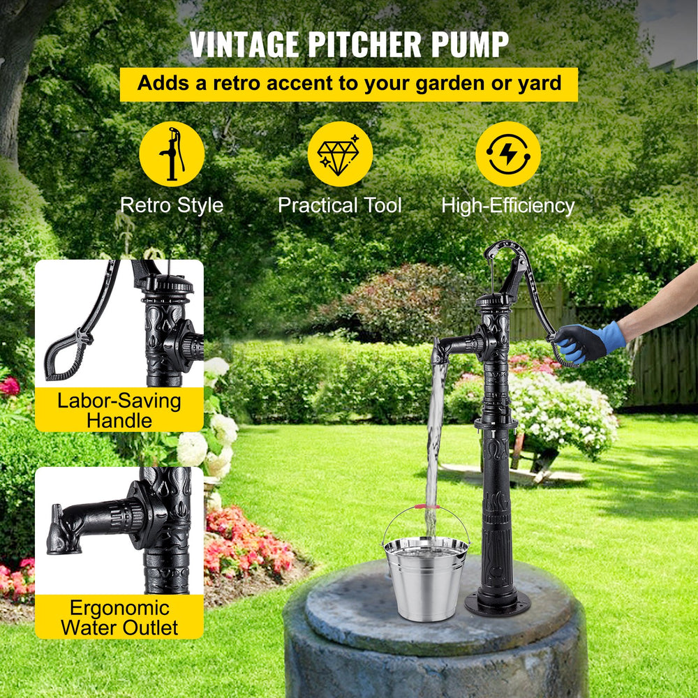 Vevor Hand Water Pump with Stand Rustic Cast Iron New