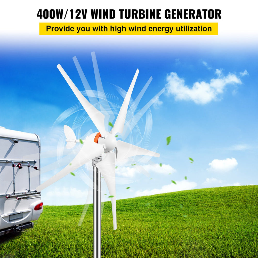 Vevor Wind Turbine Generator Kit with MPPT Controller 5 Blades Auto Adjust 12V/AC 400W New