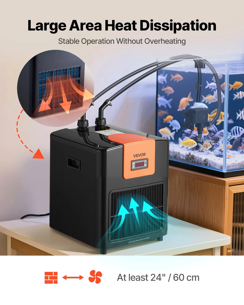 Vevor Aquarium Water Chiller 92 Gallon 1/4 HP Adjustable Temperature New
