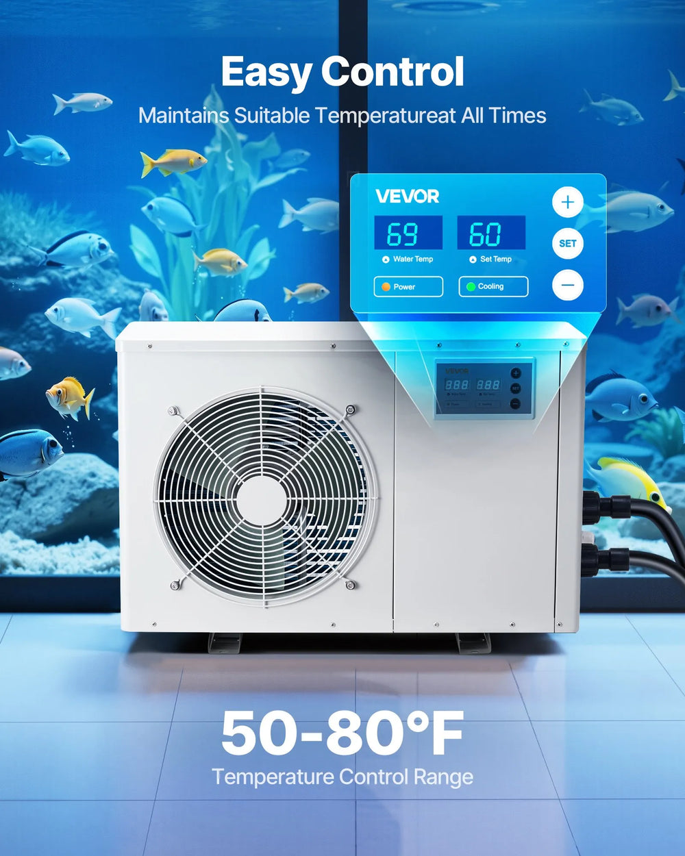 Vevor Aquarium Chiller 150 Gallon Capacity 1/2 HP Adjustable Temperature New