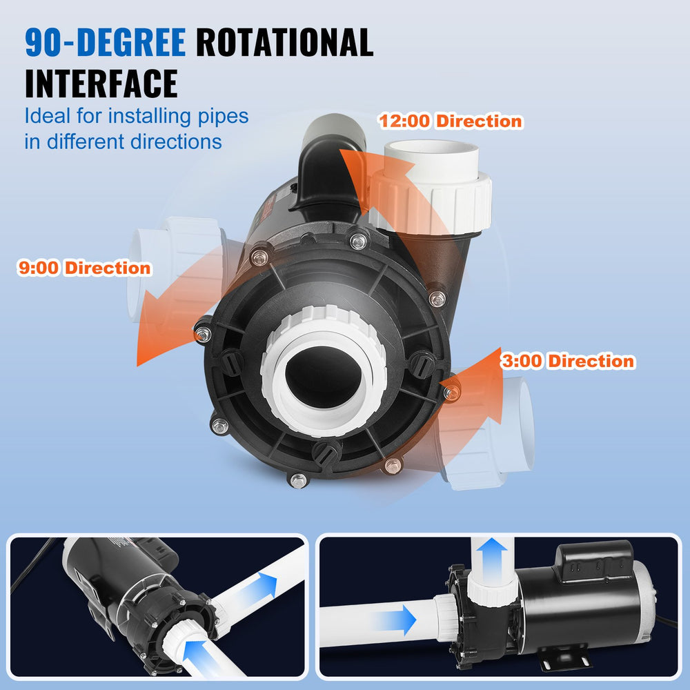 Vevor Spa Hot Tub Pump 56-Frame AC220-240V 2" Port 90° Rotational Interface New