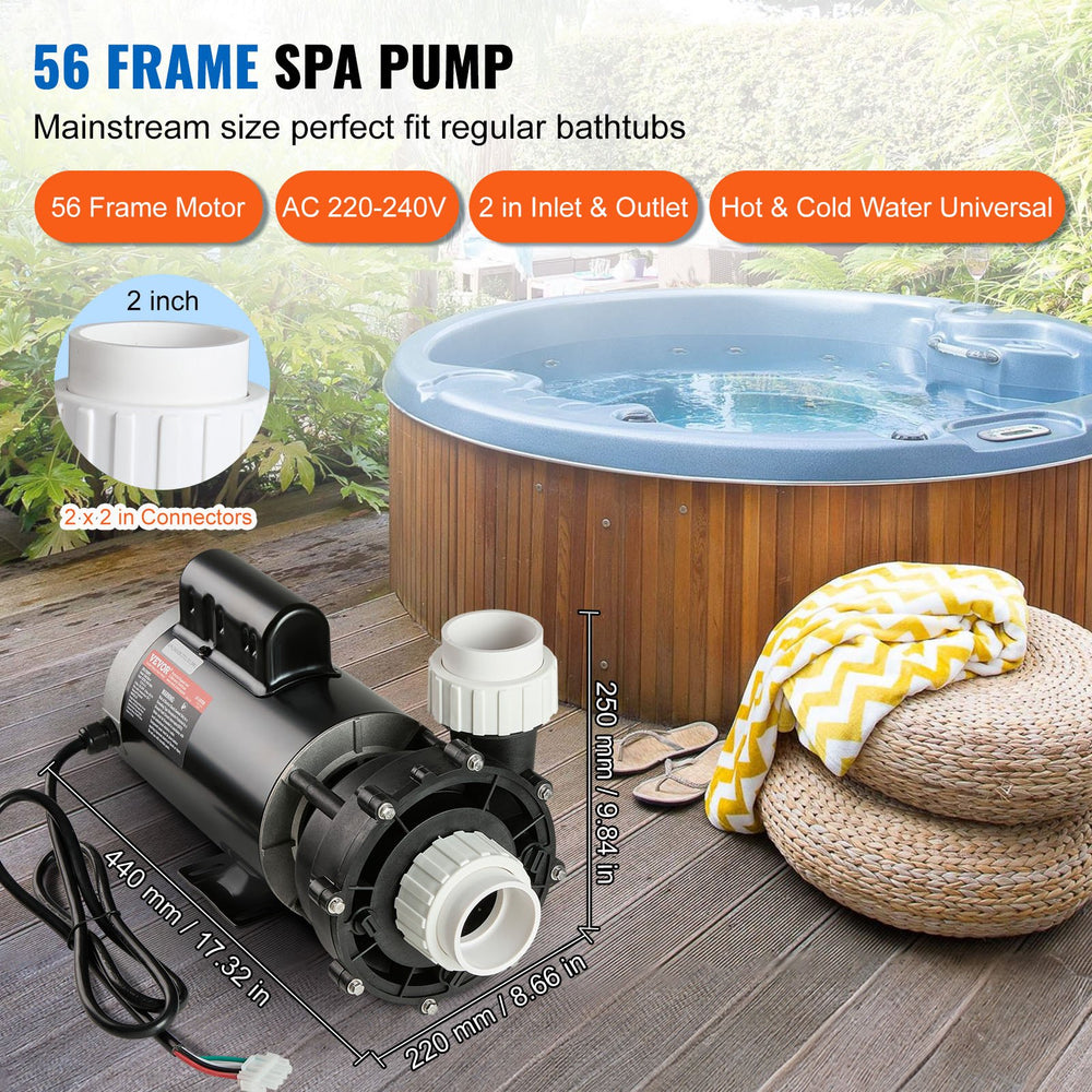 Vevor Spa Pump Dual Speed 4HP 210 GPM & 0.7HP 103 GPM 56-Frame AC 220-240V New