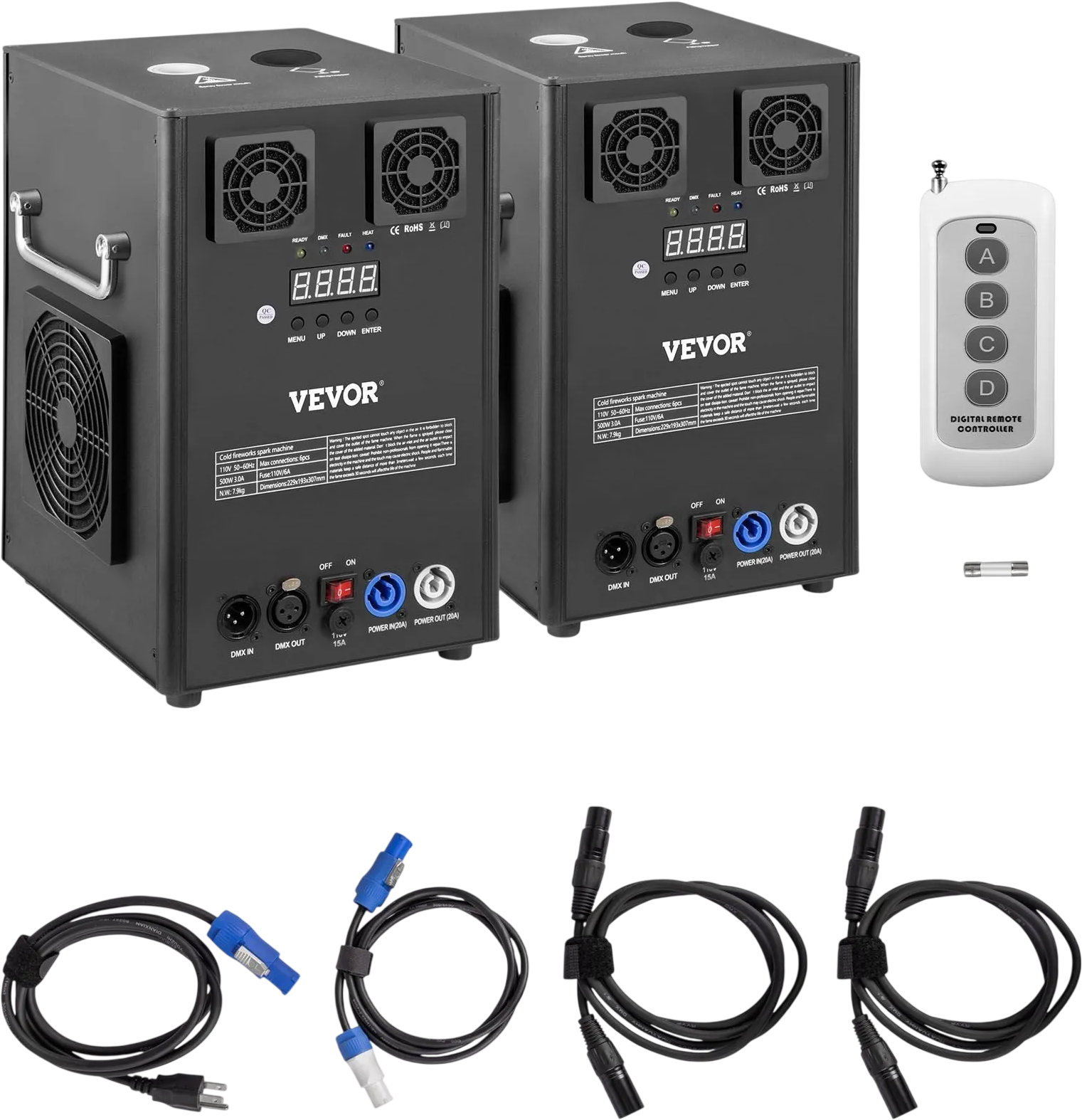 Vevor Cold Spark Machine 400W 6.6' to 9.8' Special Effects DMX Control 2 Units New