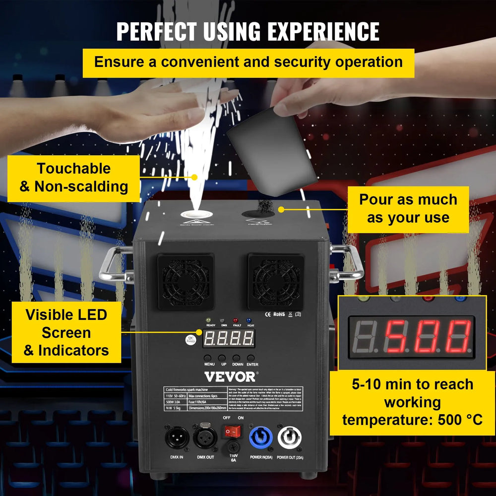 Vevor Cold Spark Machine 500W 5' to 8.2' Special Effects DMX Control 4 Units New
