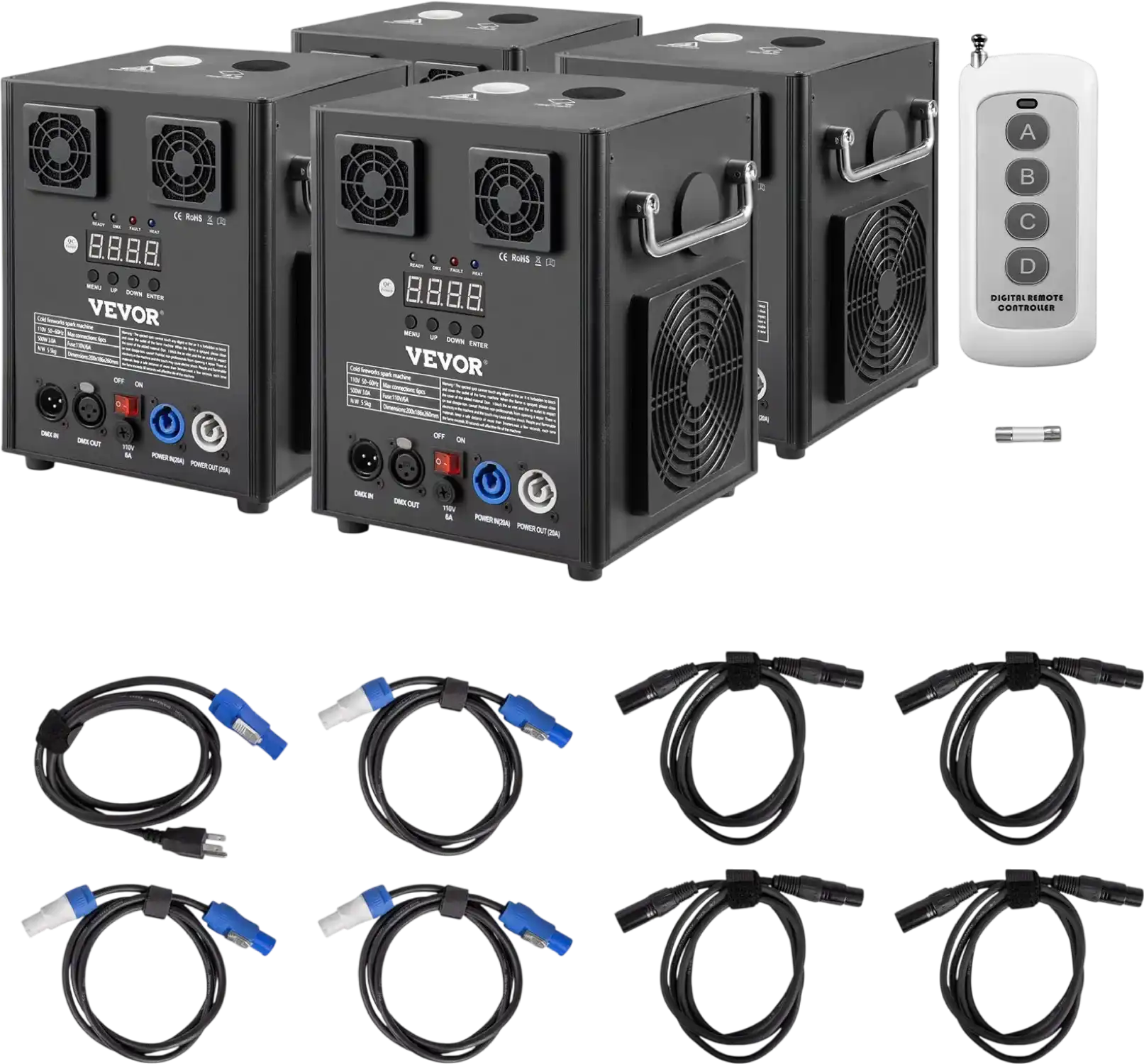 Vevor Cold Spark Machine 500W 5' to 8.2' Special Effects DMX Control 4 Units New