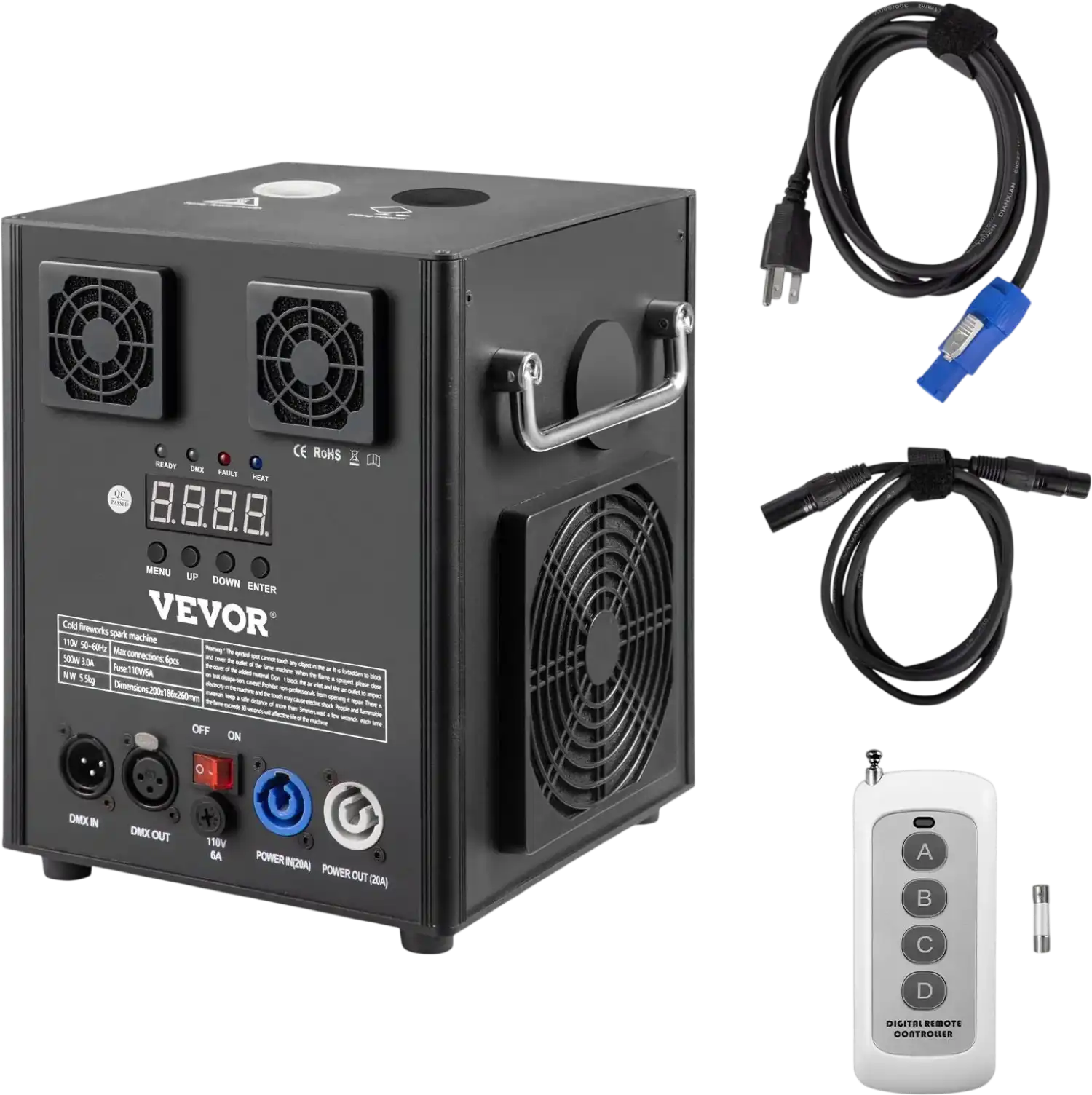 Vevor Cold Spark Machine with Wireless Remote Smart DMX Control 500W New