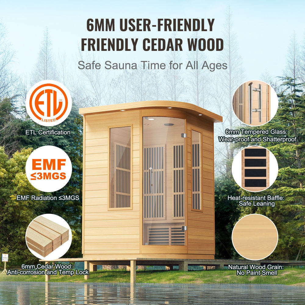 Vevor Far Infrared Wooden Sauna Home Spa for 2 People 1850W New