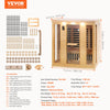 Vevor Far Infrared Wooden Sauna 73" x 42" x 75" Home Spa for 3-4 People 2580W New