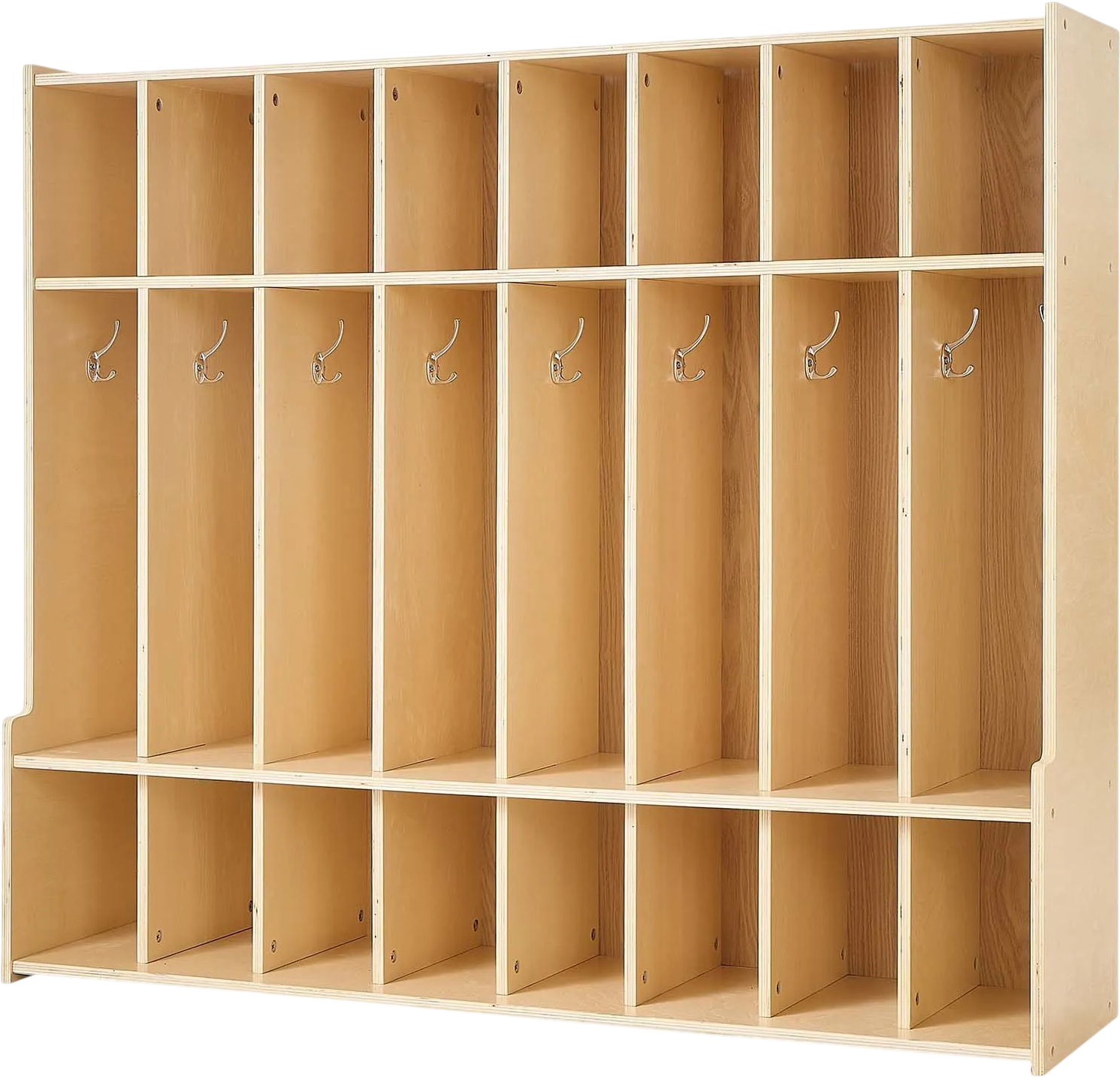 Vevor Wooden Coat Locker 8-Section Cubby Storage with 16 Hooks New