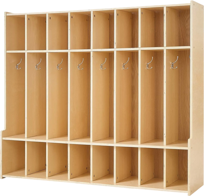 Vevor Wooden Coat Locker 8-Section Cubby Storage with 16 Hooks New