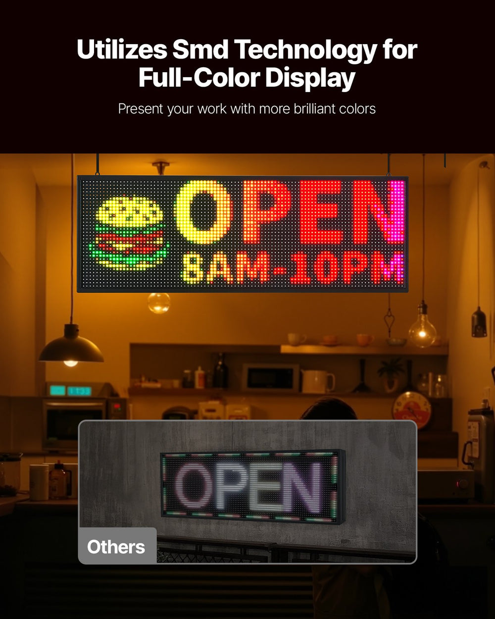 Vevor LED Sign Full-Color Programmable Digital Scrolling Display 40" x 14" New