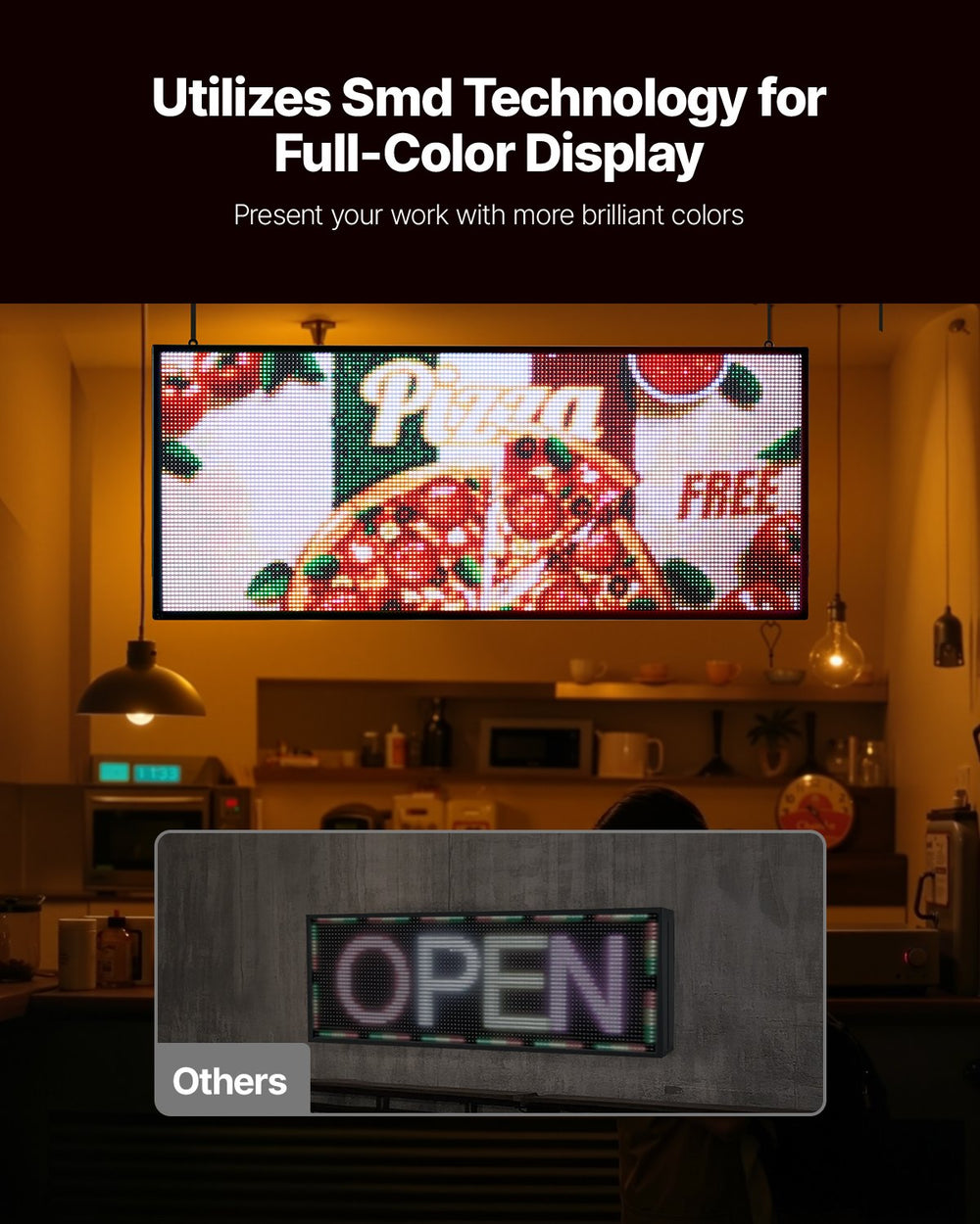 Vevor LED Sign Full-Color Programmable Digital Scrolling Display 40" x 18" New