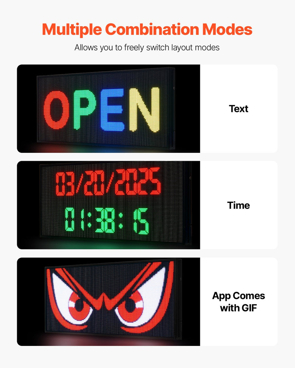 Vevor LED Sign Full-Color Programmable Digital Scrolling Display 40" x 18" New
