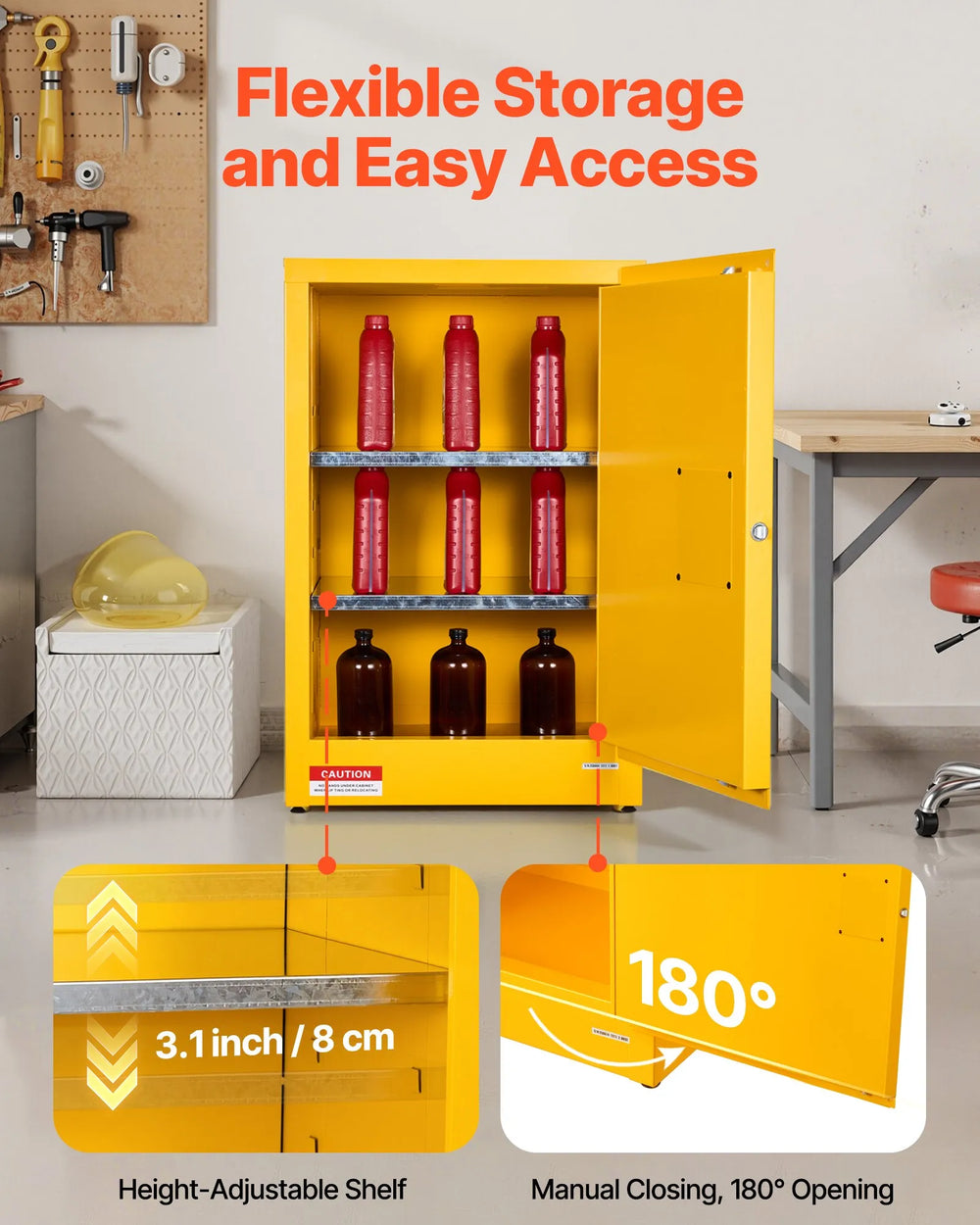 Vevor Flammable Safety Cabinet 13 Gallon 23.2" x 18.1" x 35.4" with Adjustable Shelf New