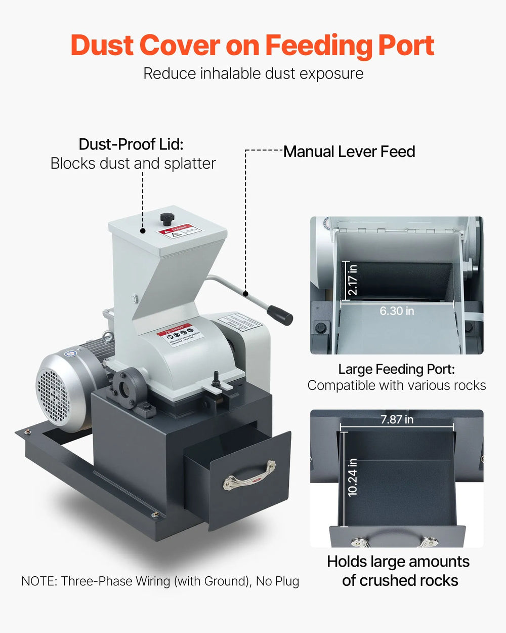 Vevor Hammer Crusher 100-200 kg/h with 3 Sieve Screens 2500W 220V New