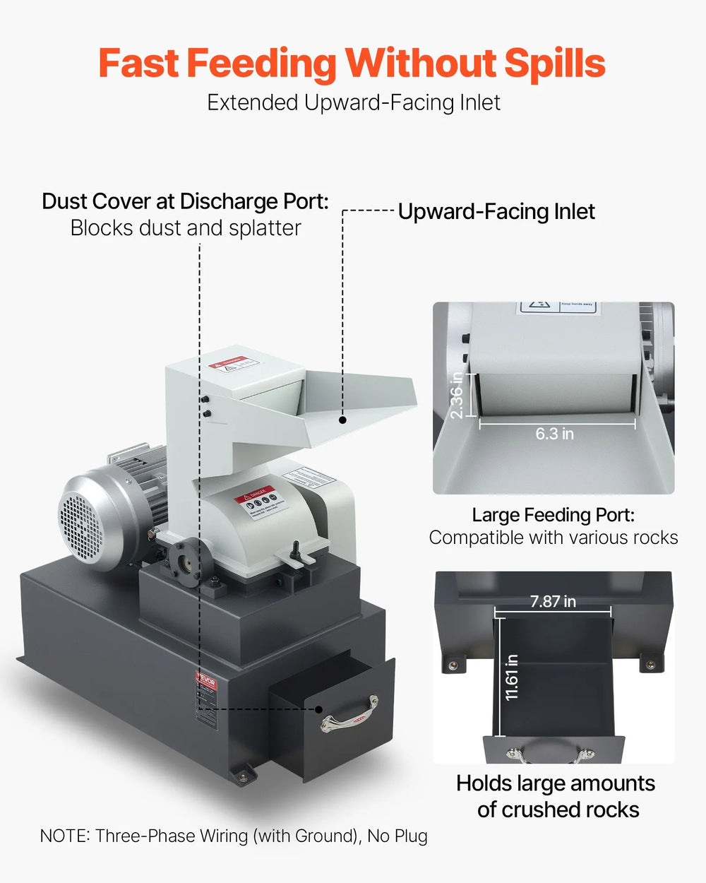 Vevor Hammer Crusher 400-600 kg/h with 3 Sieve Screens 3000W 220V New