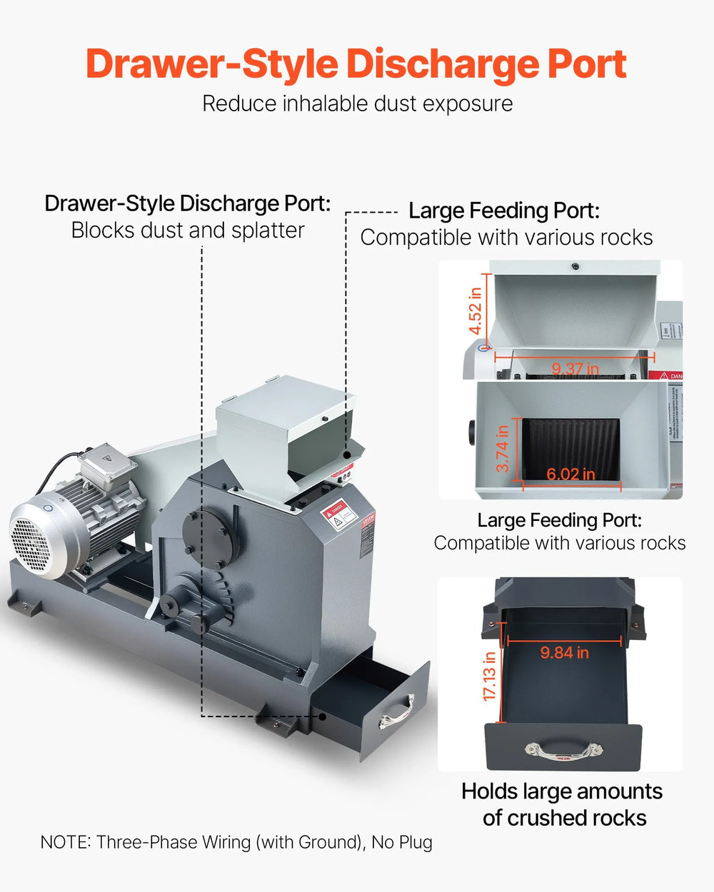 Vevor Rock Crusher High Power 500-3000 kg/h 1740 RPM 4000W 220V New
