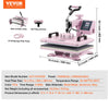 Vevor Heat Press 5-in-1 Machine 12" x 15" with 30oz Tumbler Press Pink New