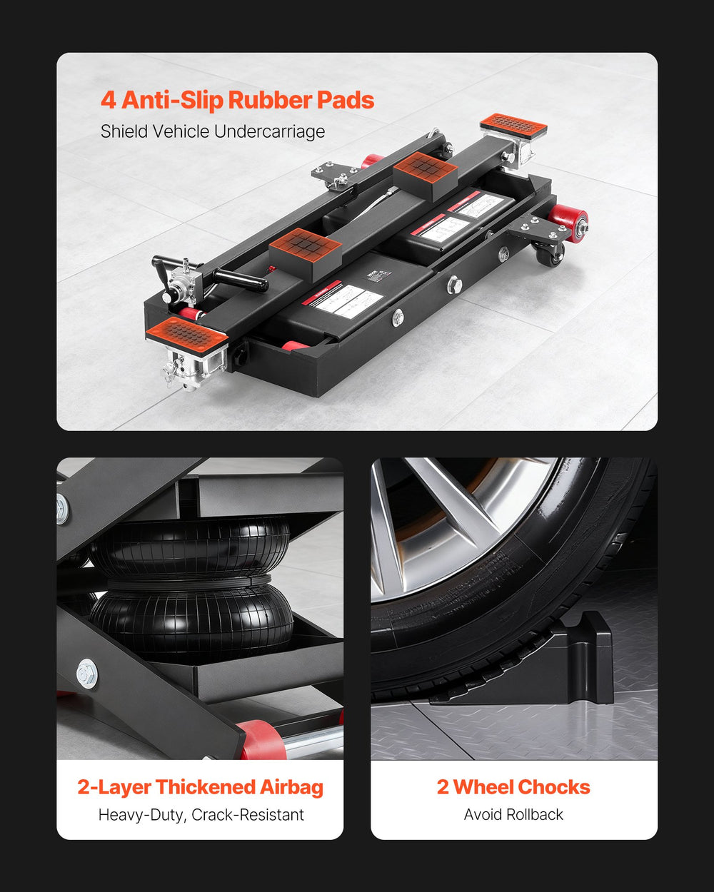 Vevor Portable Car Lift with Airbag 3 Ton Capacity 21.7" Max Height New