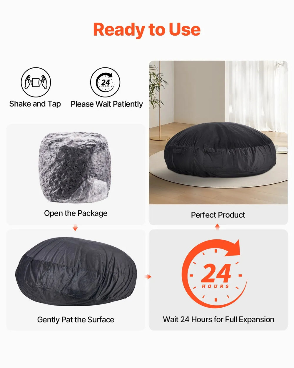 Vevor Bean Bag Chair Dutch Velvet with High-Density Foam Filling Removable Cover New