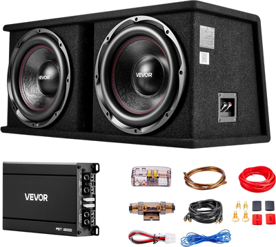 Vevor Subwoofer and Amp Car Audio Package Dual 12 in. with Wiring Kit 1200W New