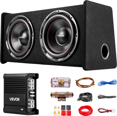 Vevor Subwoofer and Amp Car Audio Package Dual 12 in. with Wiring Kit 490W New