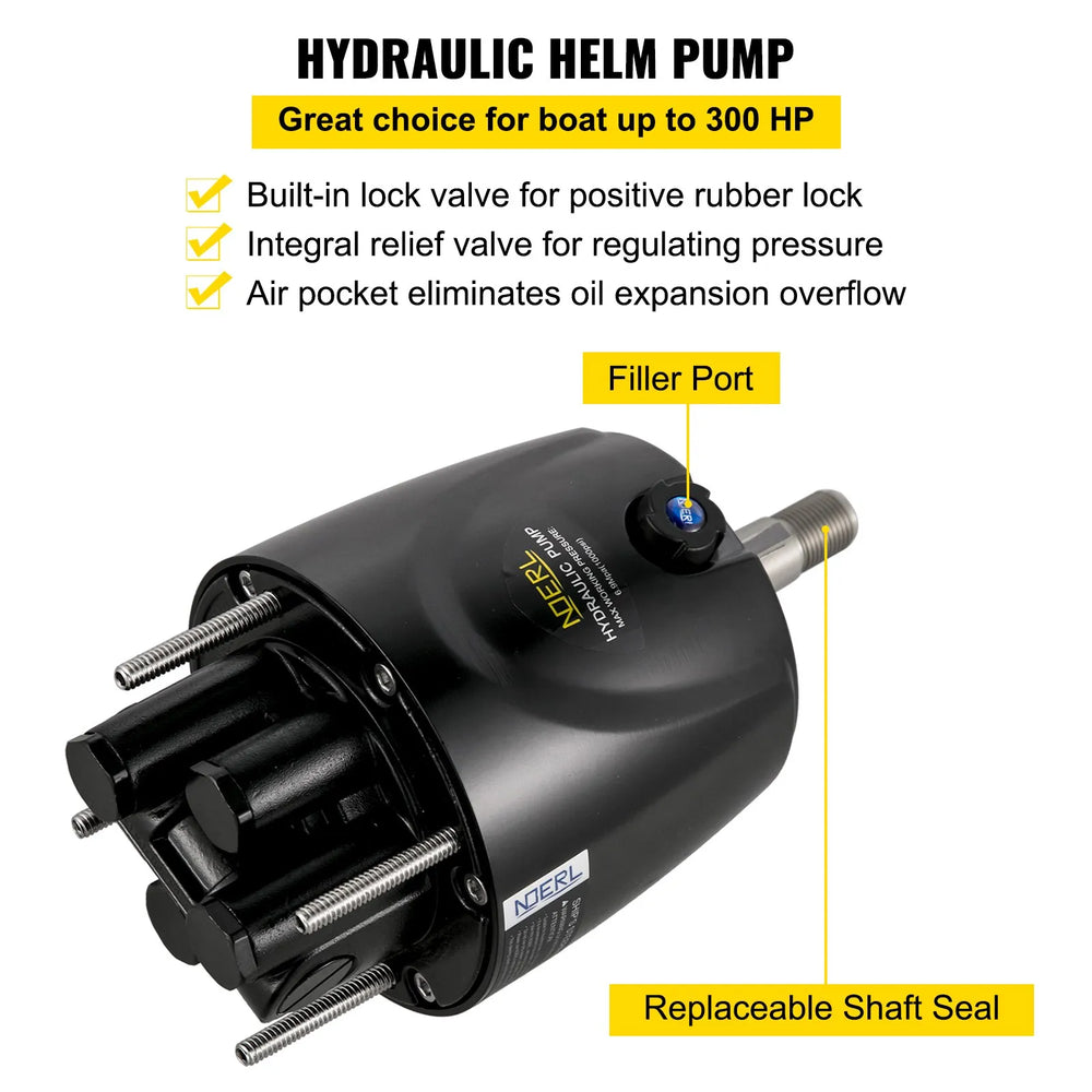Vevor Hydraulic Boat Steering Kit 300 HP with 13.5" Wheel Helm Pump HK6310A-3 New