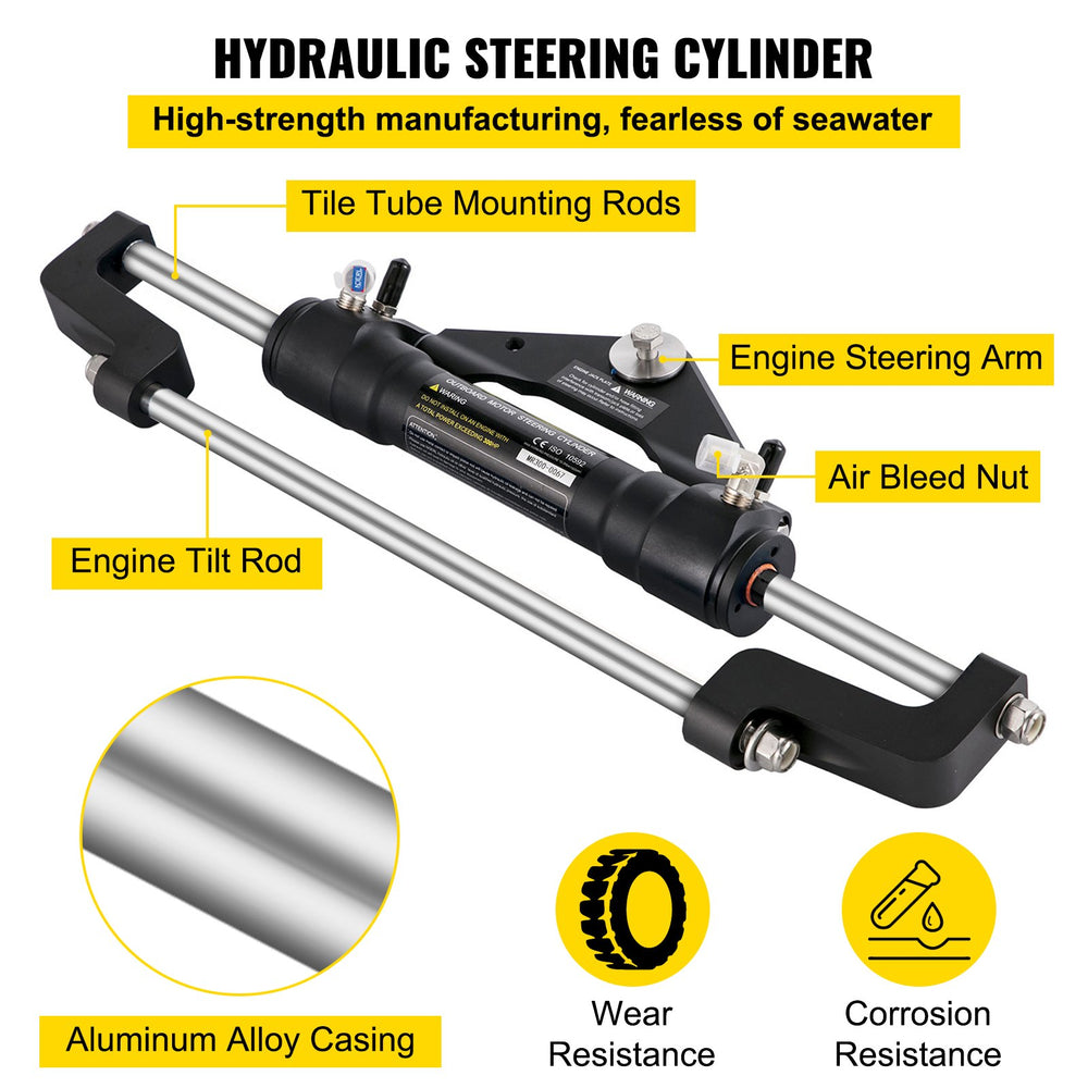 Vevor Hydraulic Outboard Steering Kit System 300 HP 18' Hose Helm Pump for Single Engine Boat New