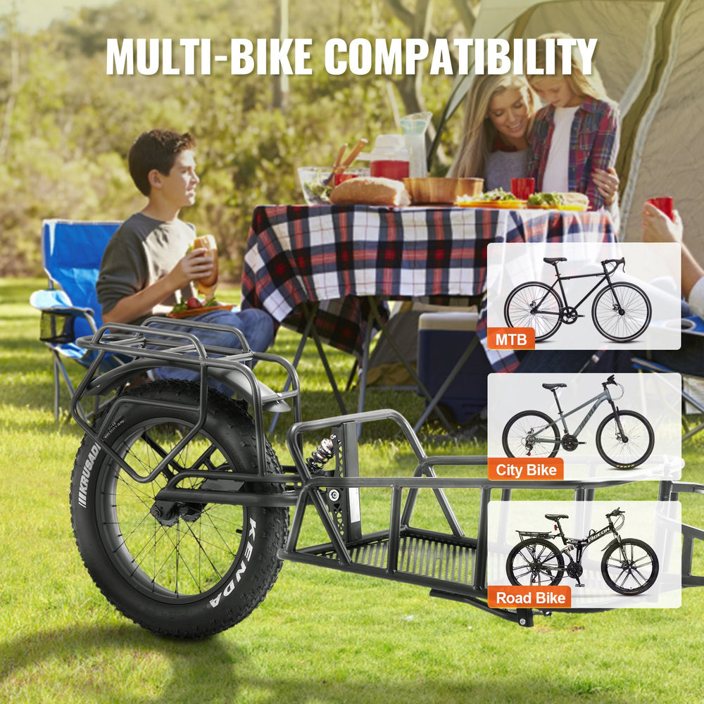 Vevor Bike Cargo Trailer Single Wheel Wagon Cart with Universal Hitch 70 Lbs Capacity New