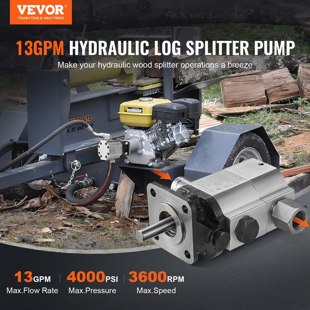 Vevor Hydraulic Wood Log Splitter Pump Kit 13 GPM 2-Stage 4000 PSI 1/2" NPT 3600 RPM New