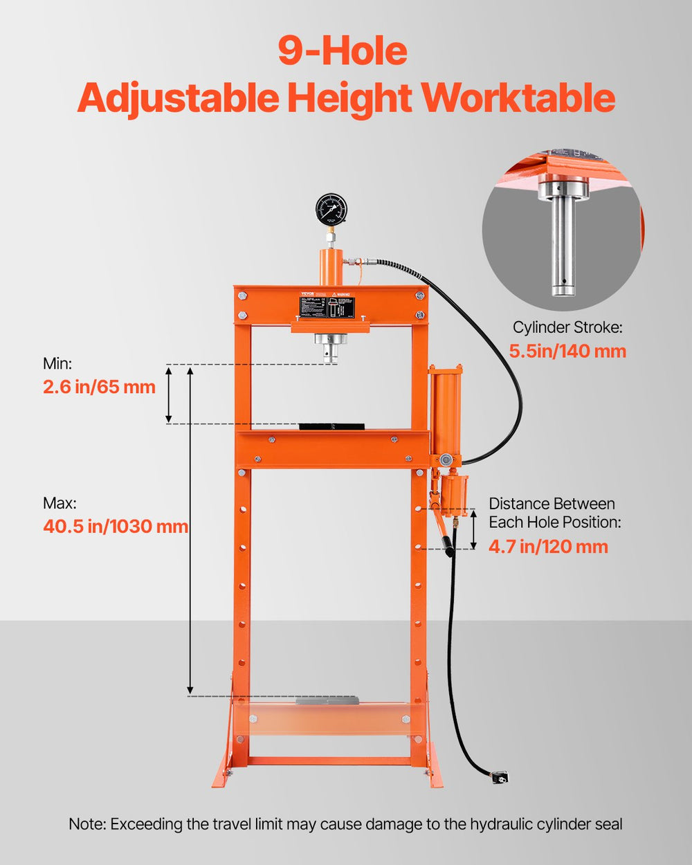 Vevor Hydraulic Shop Press 20 Ton with Press Plate for Bending New