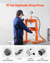 Vevor Hydraulic Shop Press 10 Ton Manual with Press Plate Pressure Gauge New