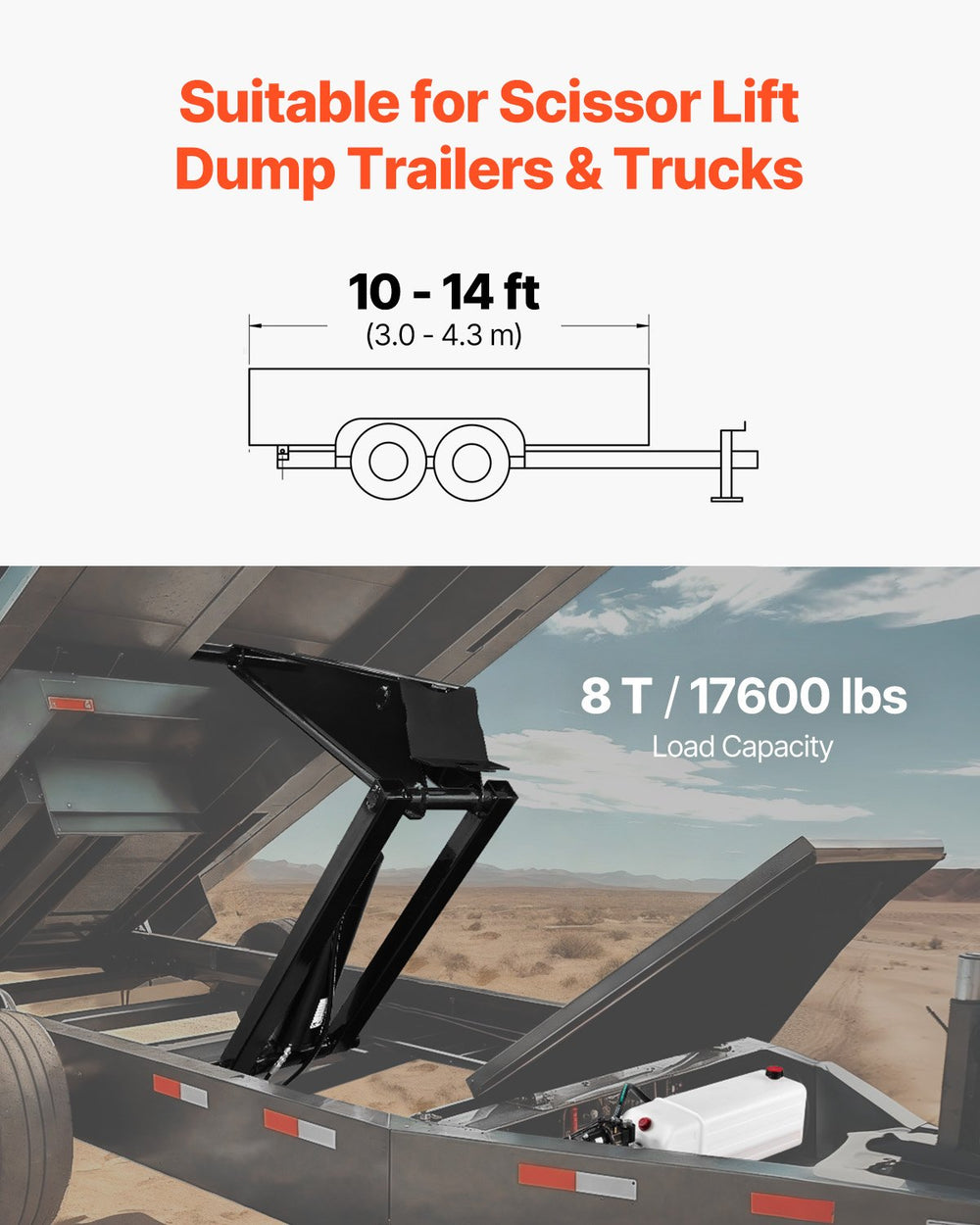 Vevor Hydraulic Dump Lift Kit for Trailers 8T Scissor Hoist New