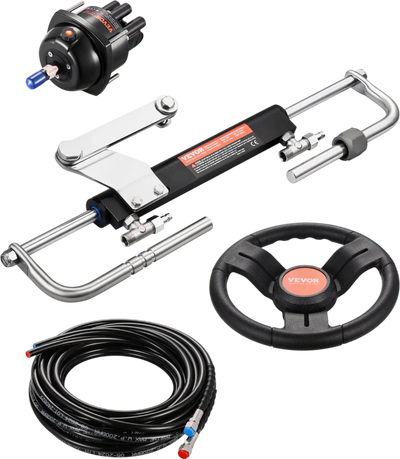 Vevor Hydraulic Outboard Steering Kit with 90 HP Cylinder Steering Wheel Helm Pump New