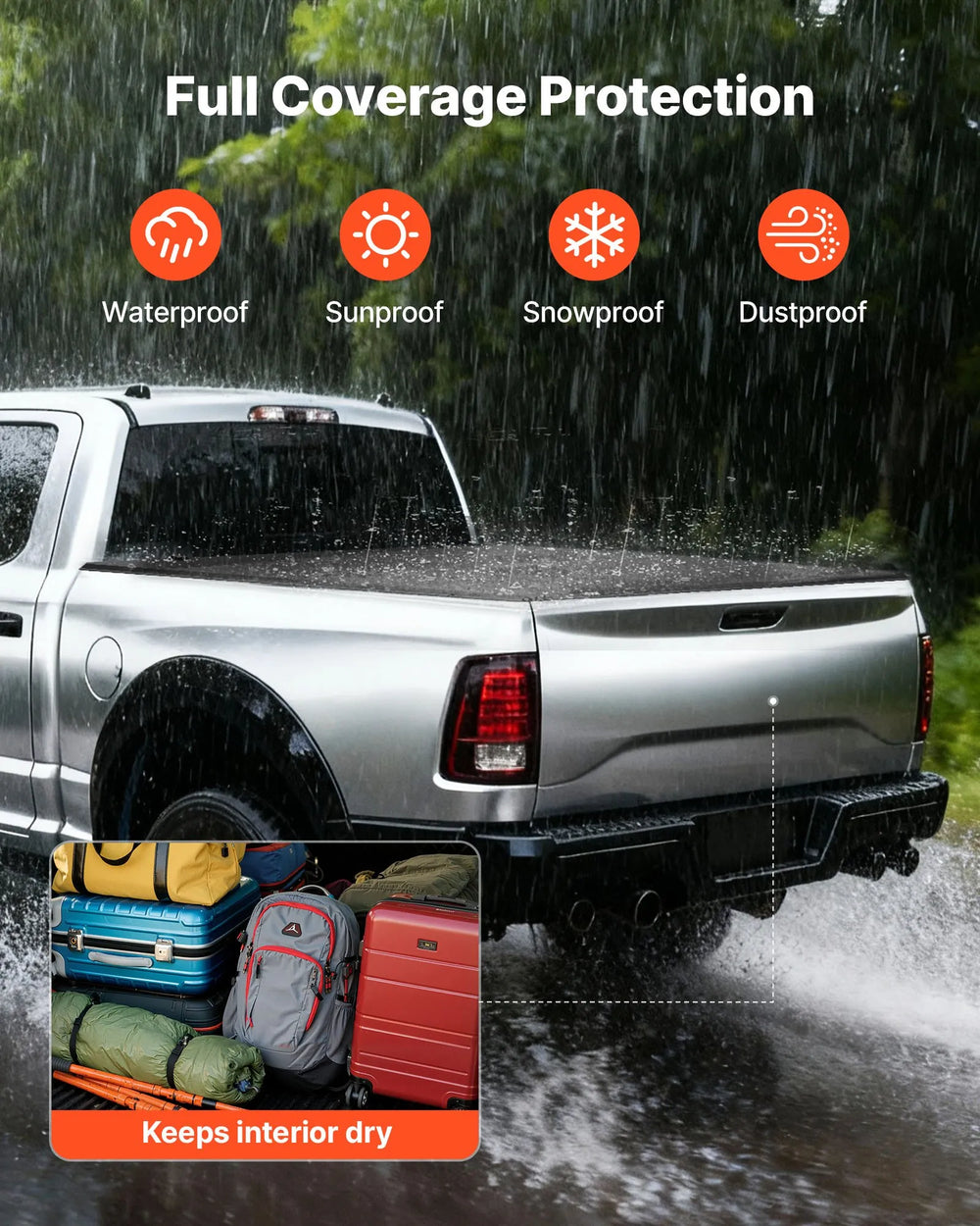 Vevor Truck Bed Tonneau Cover Hard Tri-Fold 76" for 2019-2024 Dodge Ram 1500 New