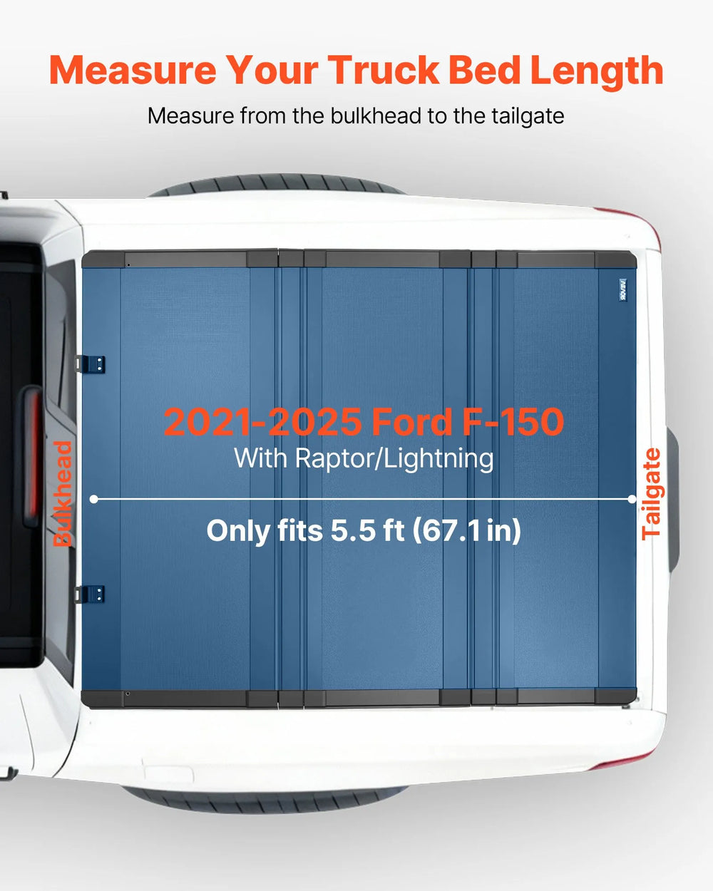 Vevor Truck Bed Tonneau Cover Hard Tri-Fold 67" for 2021-2025 Ford F-150 New