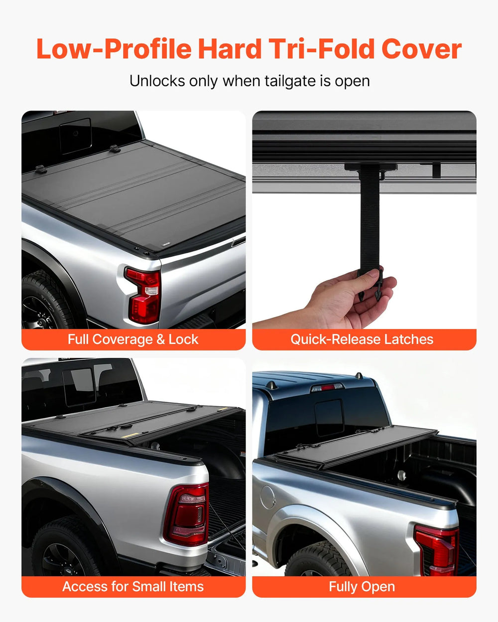 Vevor Truck Bed Tonneau Cover Hard Tri-Fold 67" for 2019-2025 Dodge Ram 1500 New