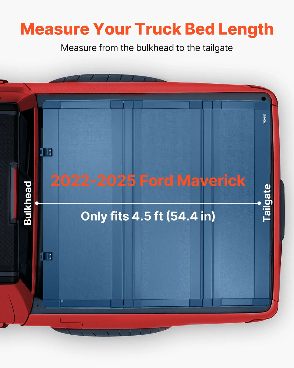 Vevor Truck Bed Tonneau Cover Hard Tri-Fold 54.4" for 2022-2025 Ford Maverick New