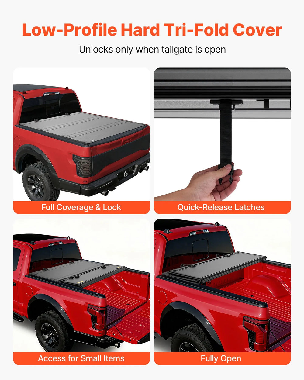 Vevor Truck Bed Tonneau Cover Hard Tri-Fold 54.4" for 2022-2025 Ford Maverick New
