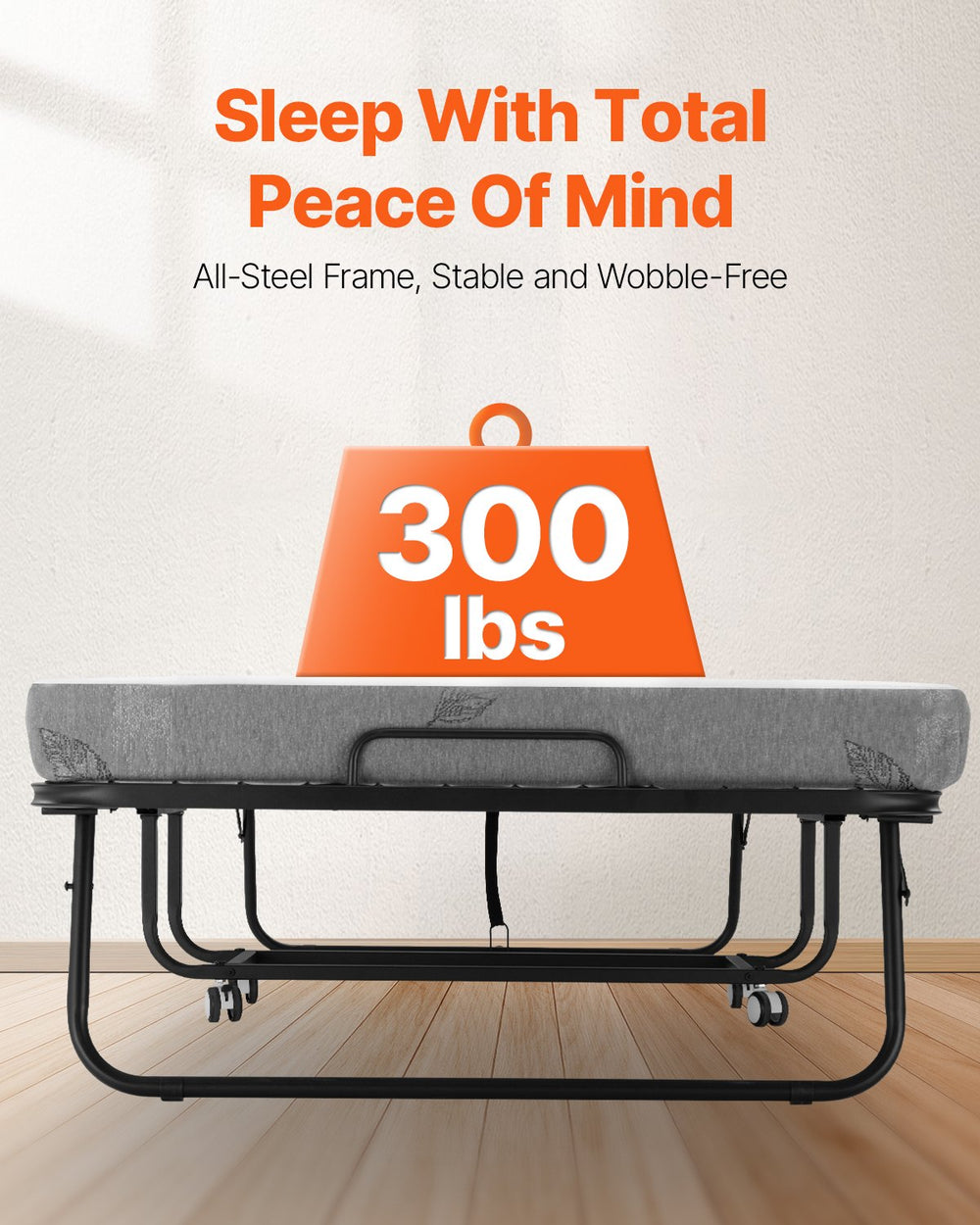 Vevor Rollaway Folding Bed 75" x 38" with 4" Foam Mattress New