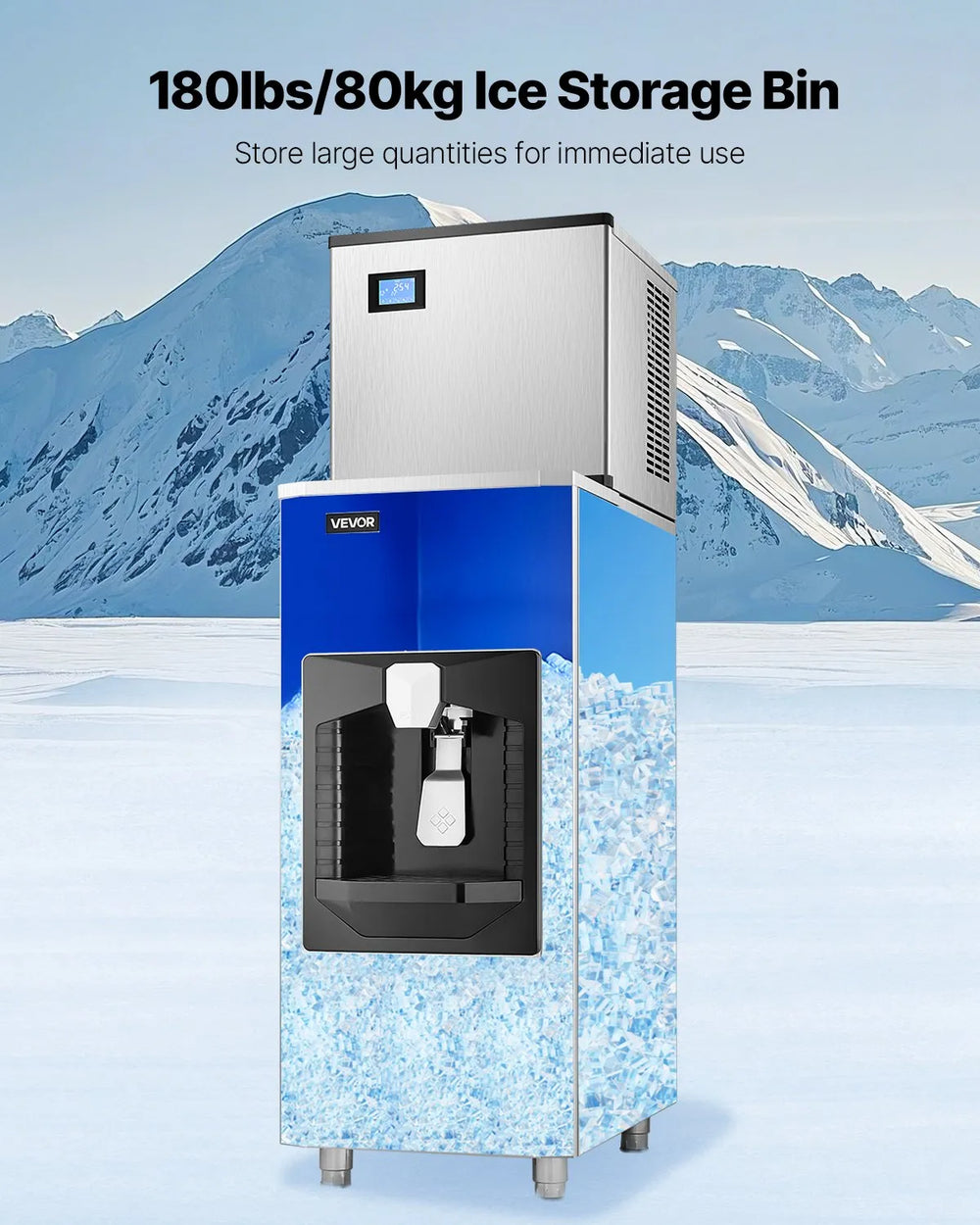 Vevor Ice Dispenser Storage Bin 20 Lbs/Minute 180 Lb. Capacity New